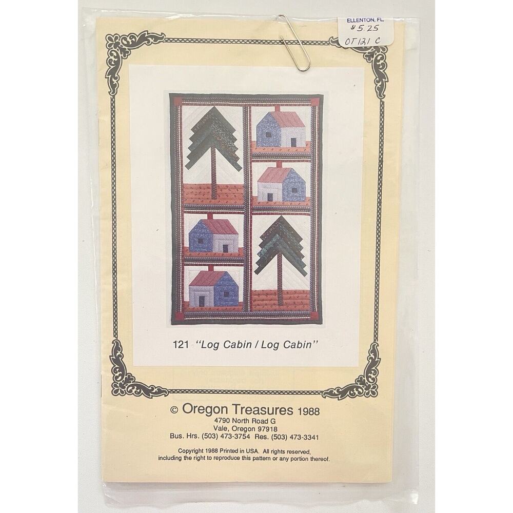 Oregon Treasures #121 Log Cabin Quilt or Wall Hanging Pattern 1988